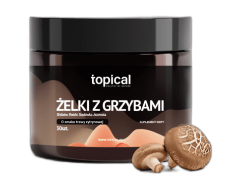 TOPICAL - Żelki z grzybami / adaptogenami Soplówka Jeżowata (Lion’s mane) Shiitake Reishi – 7200MG